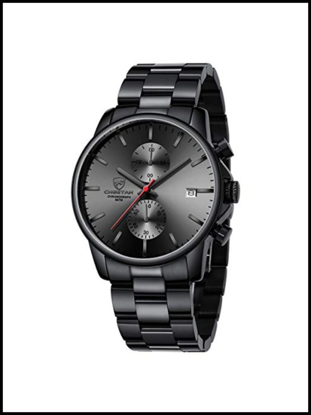 Mens Business Chronograph Watch Stainless Steel Waterproof Japanese Quartz